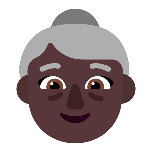 Microsoft design of the old woman: dark skin tone emoji verson:Windows-11-22H2