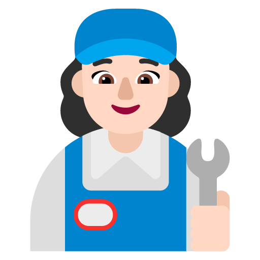Microsoft design of the woman mechanic: light skin tone emoji verson:Windows-11-22H2