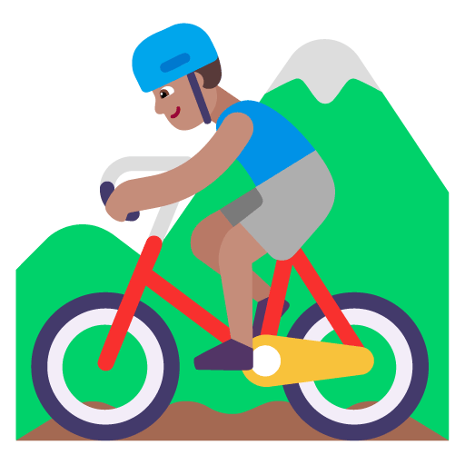 Microsoft design of the man mountain biking: medium skin tone emoji verson:Windows-11-22H2