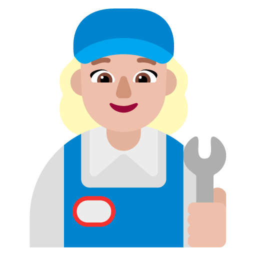 Microsoft design of the woman mechanic: medium-light skin tone emoji verson:Windows-11-22H2