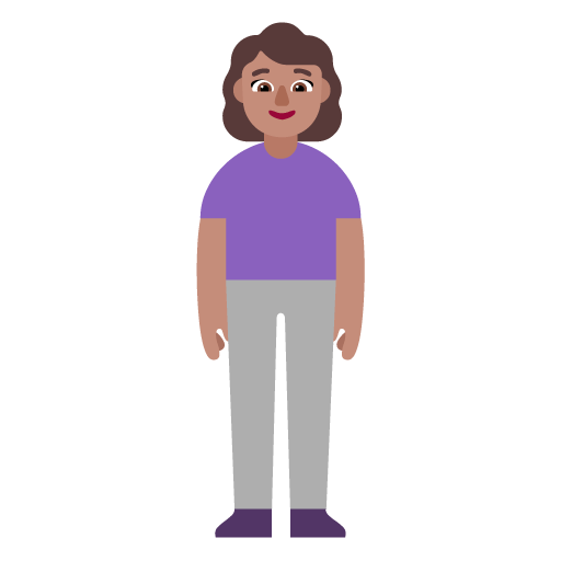 Microsoft design of the woman standing: medium skin tone emoji verson:Windows-11-22H2