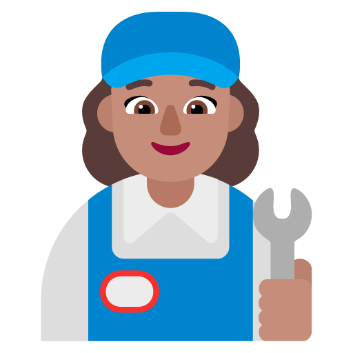 Microsoft design of the woman mechanic: medium skin tone emoji verson:Windows-11-22H2