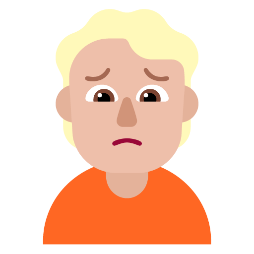 Microsoft design of the person frowning: medium-light skin tone emoji verson:Windows-11-22H2