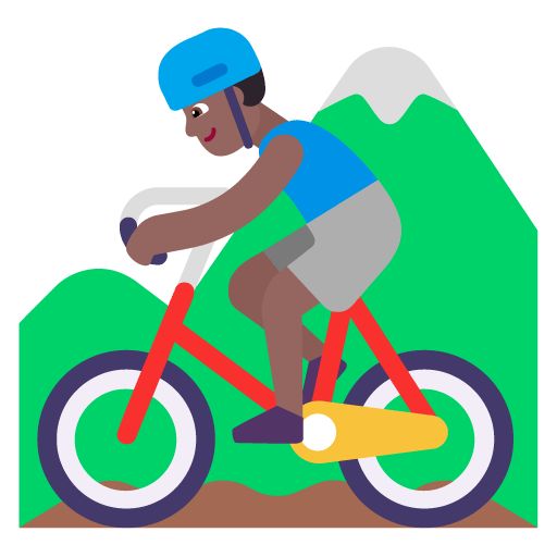 Microsoft design of the man mountain biking: medium-dark skin tone emoji verson:Windows-11-22H2