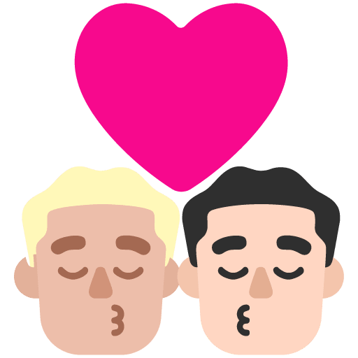 Microsoft design of the kiss: man man medium-light skin tone light skin tone emoji verson:Windows-11-22H2