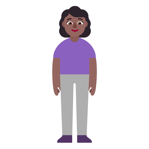 Microsoft design of the woman standing: medium-dark skin tone emoji verson:Windows-11-22H2