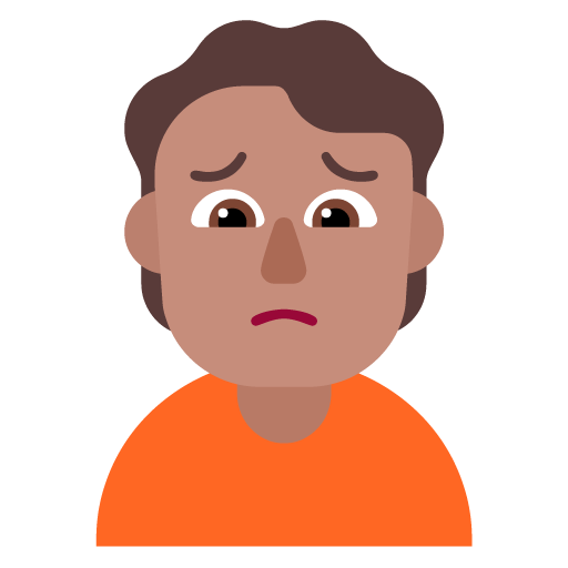 Microsoft design of the person frowning: medium skin tone emoji verson:Windows-11-22H2