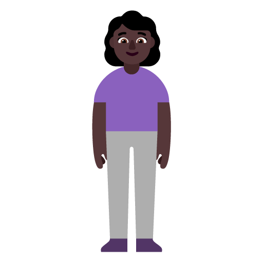 Microsoft design of the woman standing: dark skin tone emoji verson:Windows-11-22H2