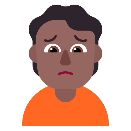 Microsoft design of the person frowning: medium-dark skin tone emoji verson:Windows-11-22H2