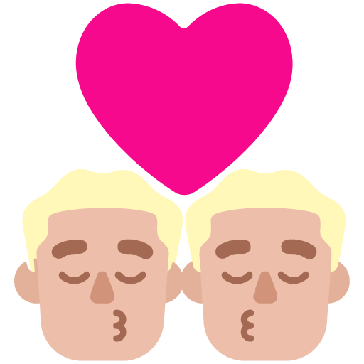 Microsoft design of the kiss: man man medium-light skin tone emoji verson:Windows-11-22H2