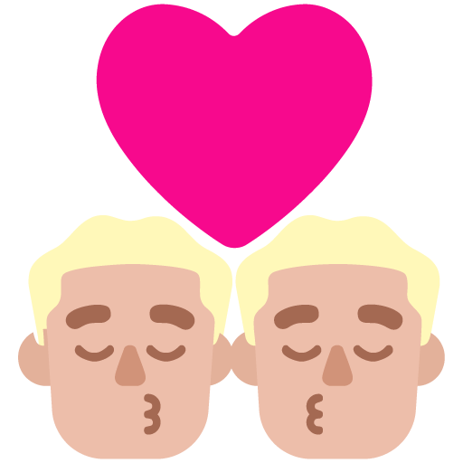 Microsoft Microsoft design of the kiss: man man medium-light skin tone emoji verson:Windows-11-22H2