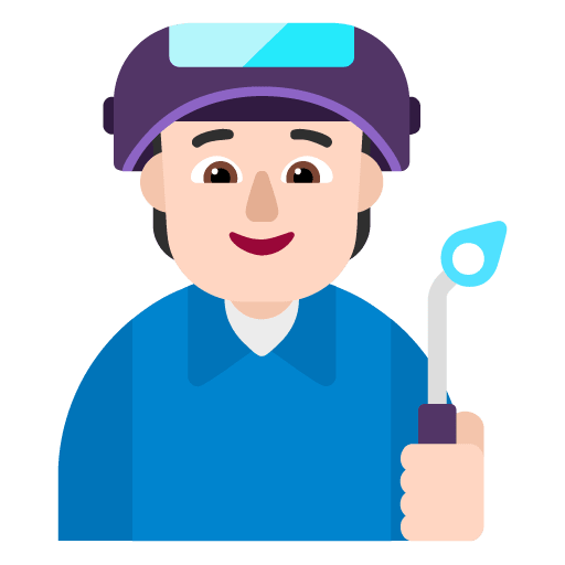 Microsoft design of the factory worker: light skin tone emoji verson:Windows-11-22H2