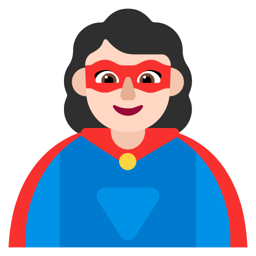 Microsoft design of the woman superhero: light skin tone emoji verson:Windows-11-22H2