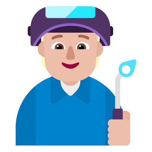 Microsoft design of the factory worker: medium-light skin tone emoji verson:Windows-11-22H2