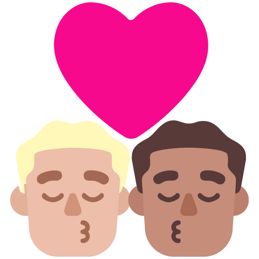 Microsoft design of the kiss: man man medium-light skin tone medium skin tone emoji verson:Windows-11-22H2