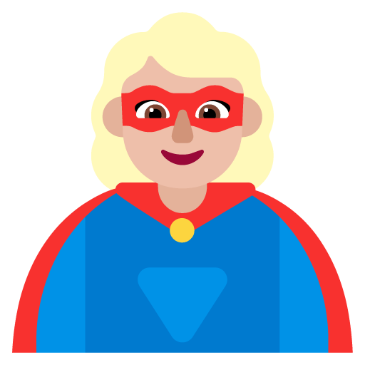 Microsoft design of the woman superhero: medium-light skin tone emoji verson:Windows-11-22H2
