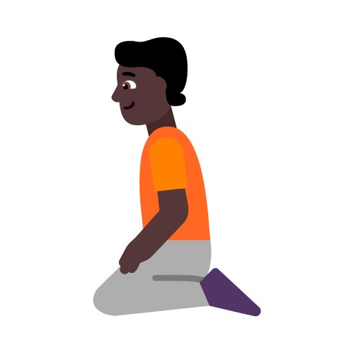 Microsoft design of the person kneeling: dark skin tone emoji verson:Windows-11-22H2