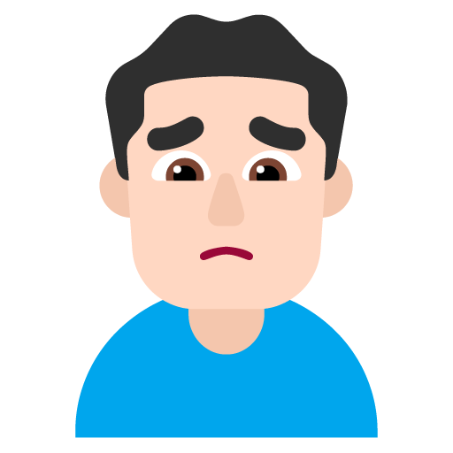 Microsoft design of the man frowning: light skin tone emoji verson:Windows-11-22H2
