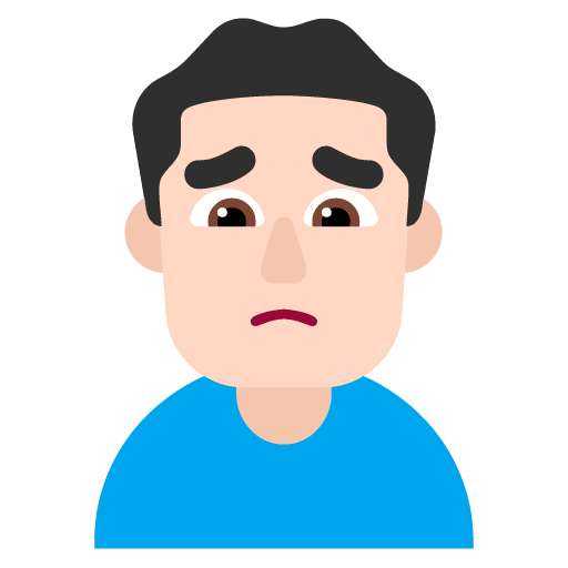 Microsoft design of the man frowning: light skin tone emoji verson:Windows-11-22H2