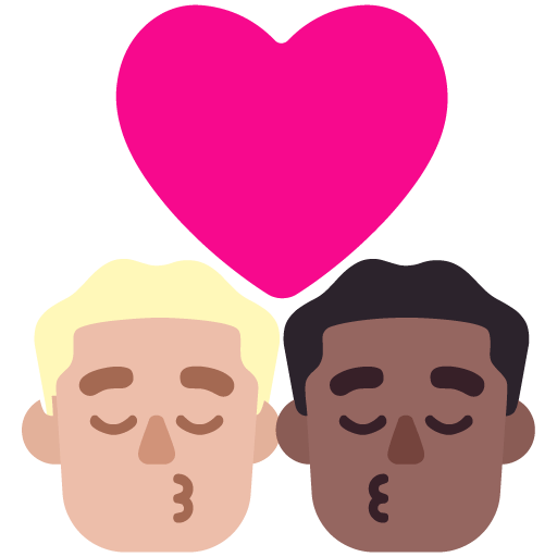 Microsoft design of the kiss: man man medium-light skin tone medium-dark skin tone emoji verson:Windows-11-22H2