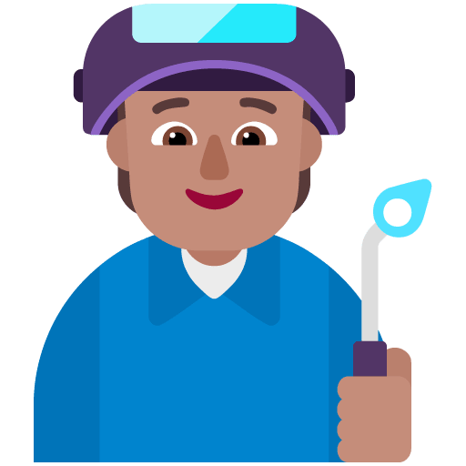 Microsoft design of the factory worker: medium skin tone emoji verson:Windows-11-22H2