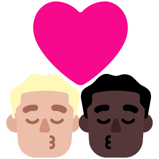 Microsoft design of the kiss: man man medium-light skin tone dark skin tone emoji verson:Windows-11-22H2