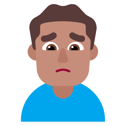 Microsoft design of the man frowning: medium skin tone emoji verson:Windows-11-22H2