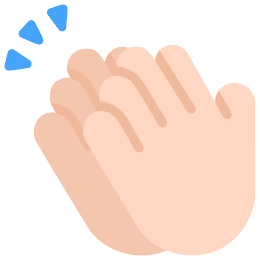 Microsoft design of the clapping hands: light skin tone emoji verson:Windows-11-22H2