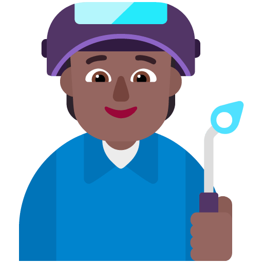 Microsoft design of the factory worker: medium-dark skin tone emoji verson:Windows-11-22H2