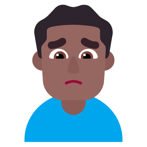 Microsoft design of the man frowning: medium-dark skin tone emoji verson:Windows-11-22H2
