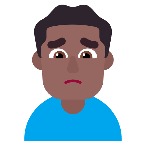 Microsoft design of the man frowning: medium-dark skin tone emoji verson:Windows-11-22H2