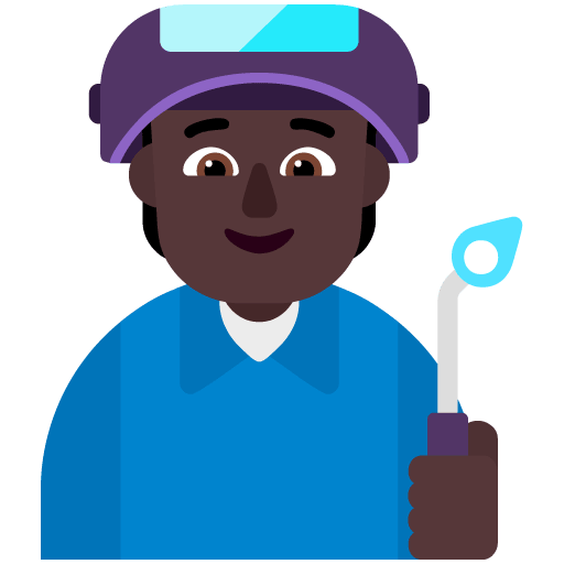 Microsoft design of the factory worker: dark skin tone emoji verson:Windows-11-22H2