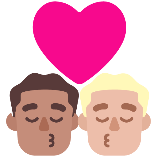 Microsoft design of the kiss: man man medium skin tone medium-light skin tone emoji verson:Windows-11-22H2