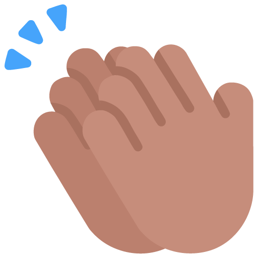 Microsoft design of the clapping hands: medium skin tone emoji verson:Windows-11-22H2