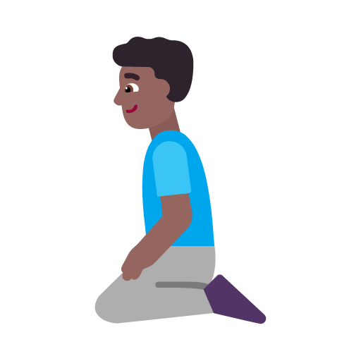 Microsoft design of the man kneeling: medium-dark skin tone emoji verson:Windows-11-22H2