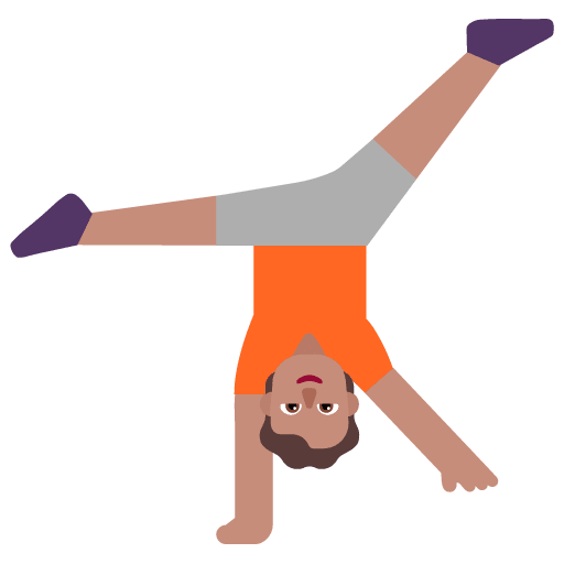 Microsoft design of the person cartwheeling: medium skin tone emoji verson:Windows-11-22H2