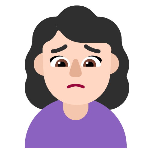 Microsoft design of the woman frowning: light skin tone emoji verson:Windows-11-22H2