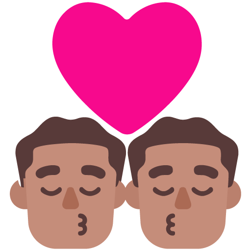 Microsoft design of the kiss: man man medium skin tone emoji verson:Windows-11-22H2
