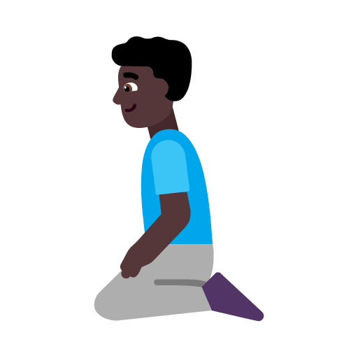 Microsoft design of the man kneeling: dark skin tone emoji verson:Windows-11-22H2