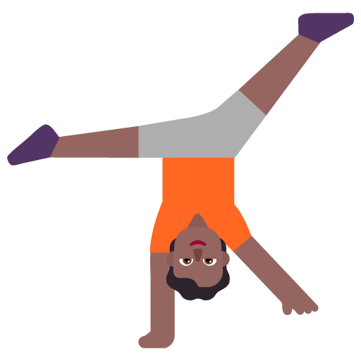 Microsoft design of the person cartwheeling: medium-dark skin tone emoji verson:Windows-11-22H2