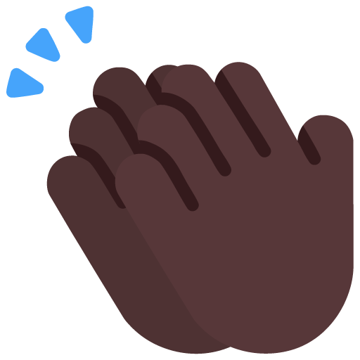 Microsoft design of the clapping hands: dark skin tone emoji verson:Windows-11-22H2