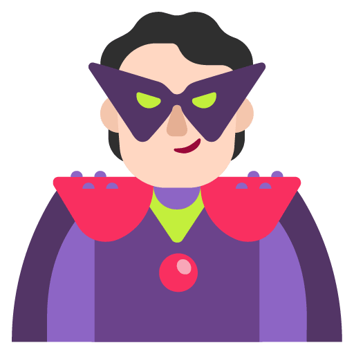 Microsoft design of the supervillain: light skin tone emoji verson:Windows-11-22H2
