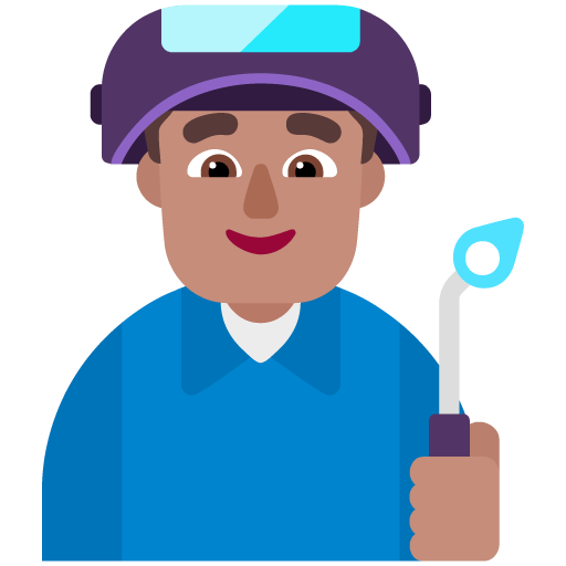 Microsoft design of the man factory worker: medium skin tone emoji verson:Windows-11-22H2