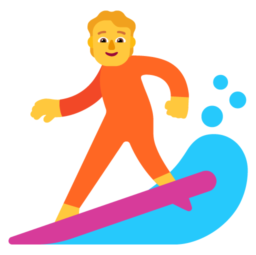 Microsoft design of the person surfing emoji verson:Windows-11-22H2