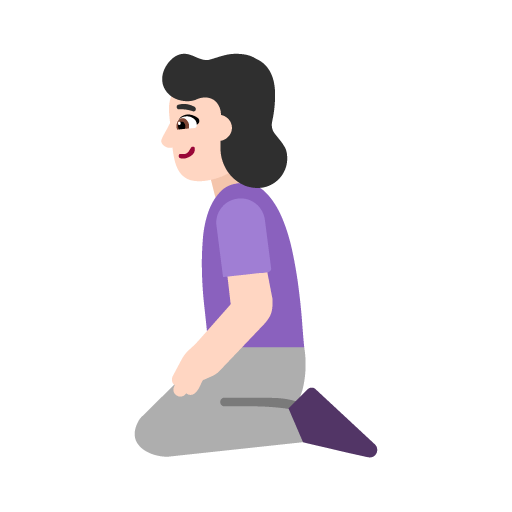 Microsoft design of the woman kneeling: light skin tone emoji verson:Windows-11-22H2