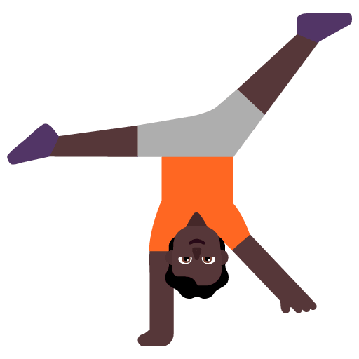 Microsoft design of the person cartwheeling: dark skin tone emoji verson:Windows-11-22H2