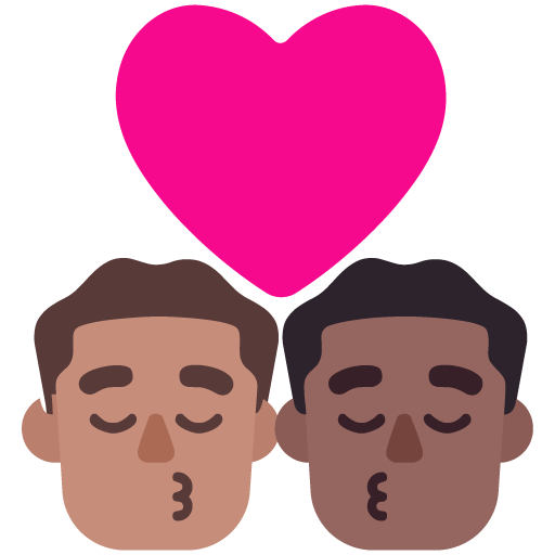 Microsoft design of the kiss: man man medium skin tone medium-dark skin tone emoji verson:Windows-11-22H2