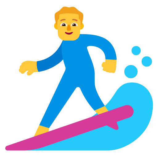 Microsoft design of the man surfing emoji verson:Windows-11-22H2