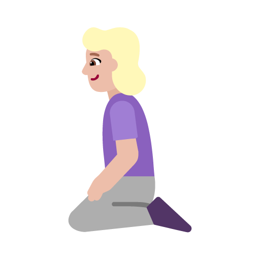 Microsoft design of the woman kneeling: medium-light skin tone emoji verson:Windows-11-22H2