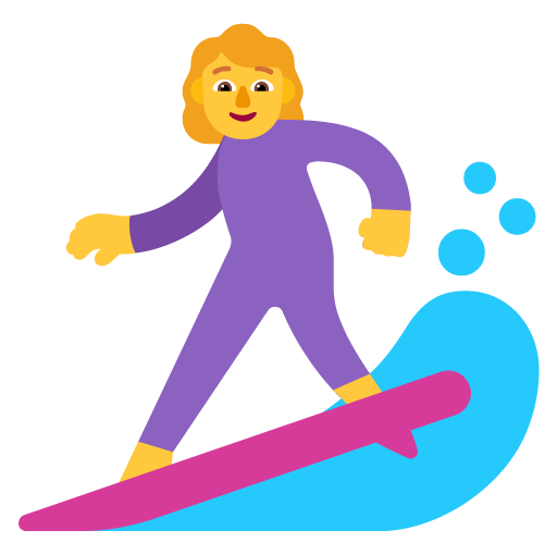 Microsoft design of the woman surfing emoji verson:Windows-11-22H2